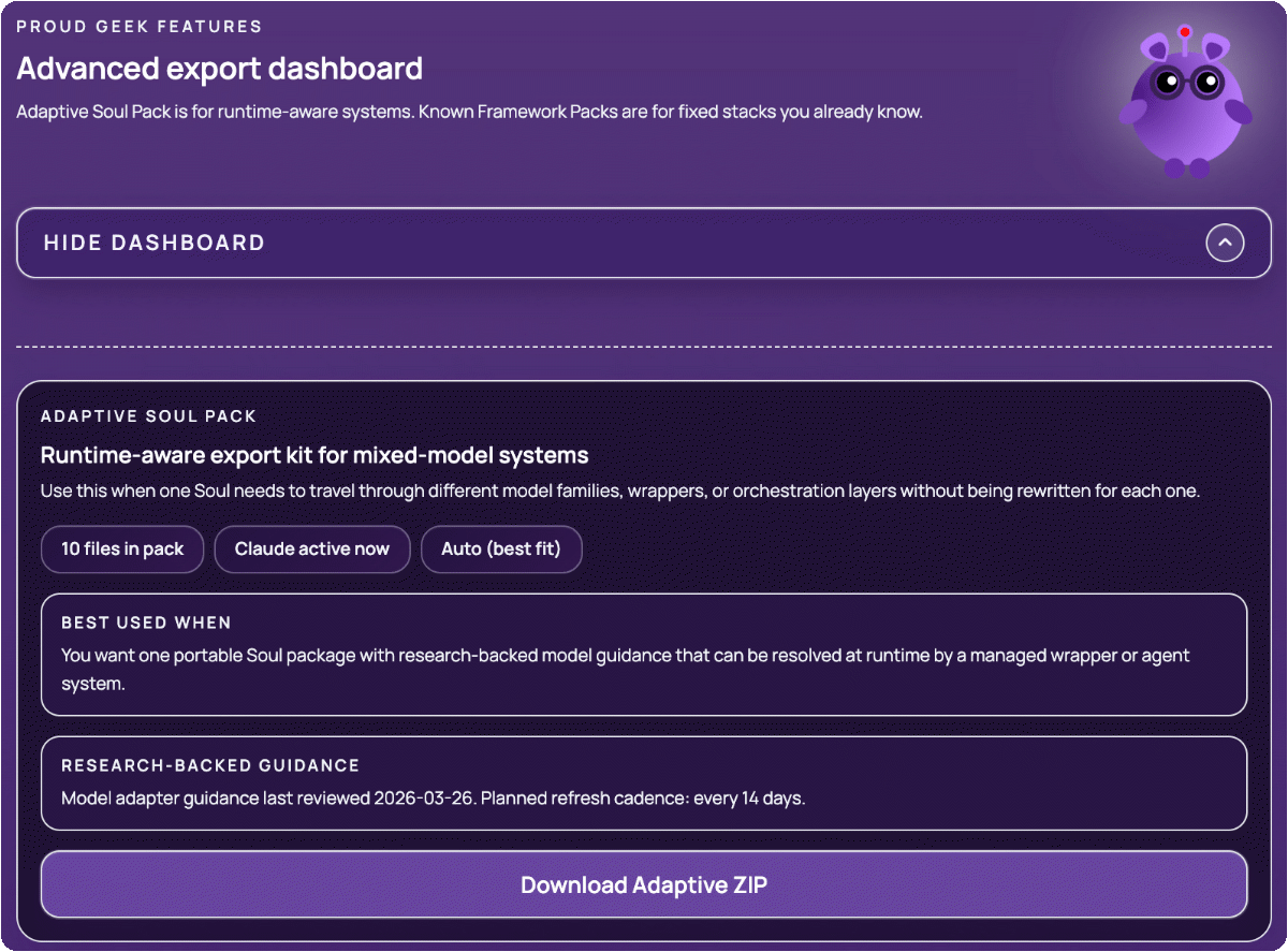 Advanced export dashboard screen in SymSoul