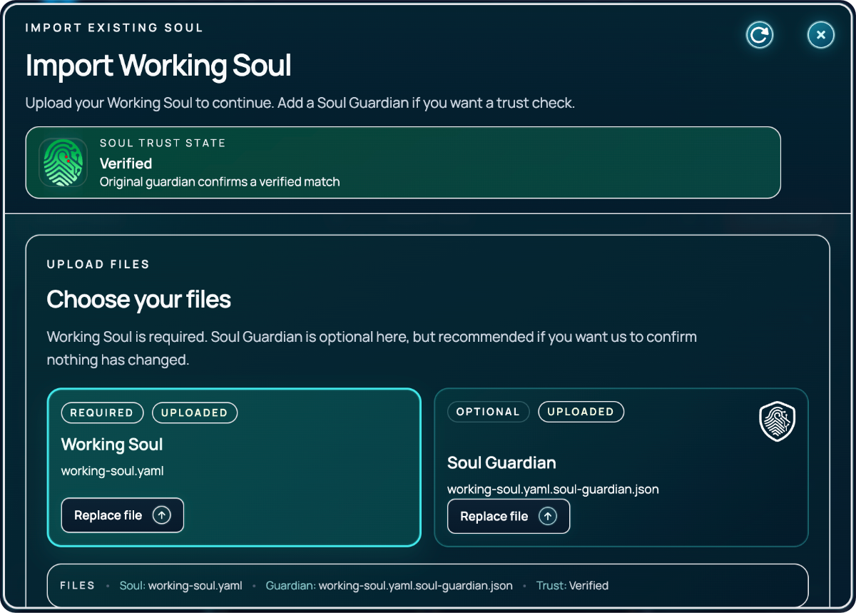 Import Working Soul verified state in SymSoul