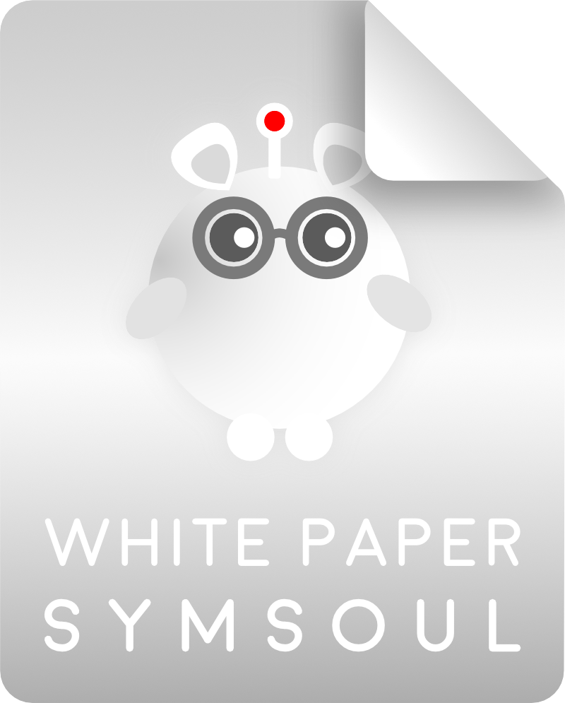 Technical SymSoul white paper document asset with glasses character